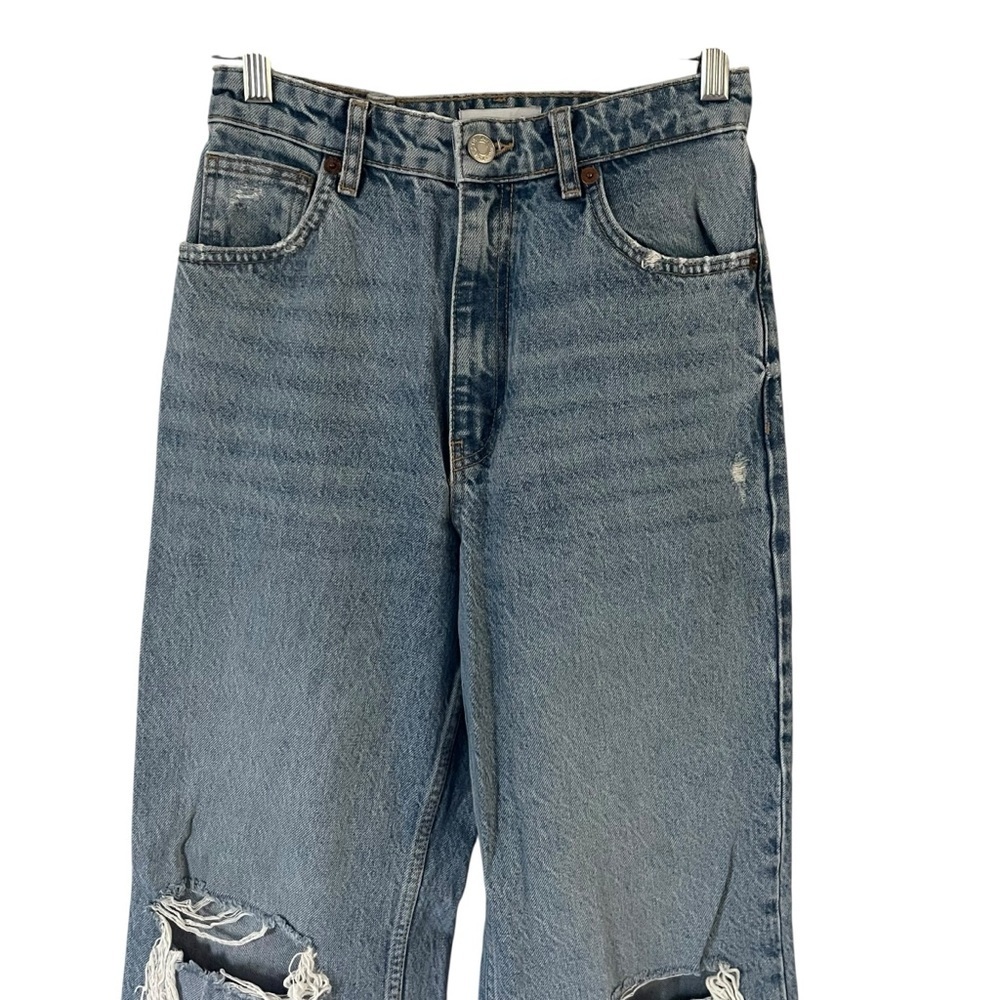 Zara Women High Rise Wide Ripped Jeans Size 6 - Picture 4 of 6